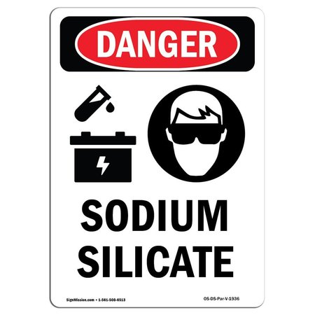 SIGNMISSION Safety Sign, OSHA Danger, 18" Height, Rigid Plastic, Portrait Sodium Silicate, Portrait OS-DS-P-1218-V-1936